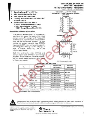 SN74AHC595PWRE4 datasheet  